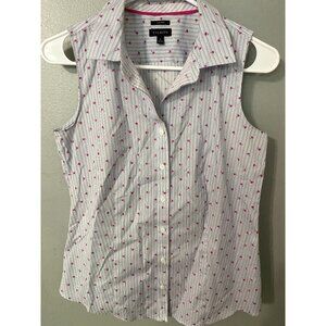 Talbots Sleeveless Button Up Blouse PALM TREE Novelty Print Women's 2
